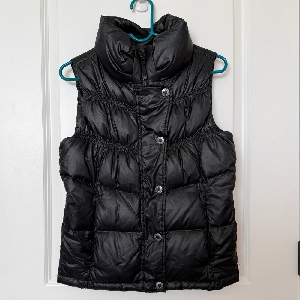 Prana Milly Quilted Puffer Vest Size Small Down Insulated Full Zip Black